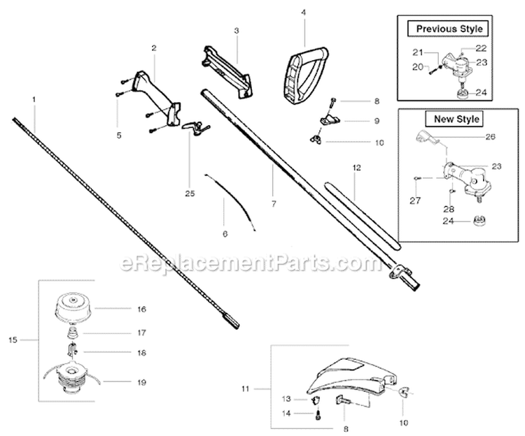 Page D Diagram and Parts List for XT600 Type 3 Weed Eater Trimmer
